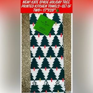 New! Kate Spade Holiday Tree Printed Kitchen Towels-Set of Two- 17”x28”🌲